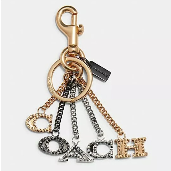 Coach Chain Linked Letters Multi Mix Key Ring Bag 91474 - Picture 5 of 9
